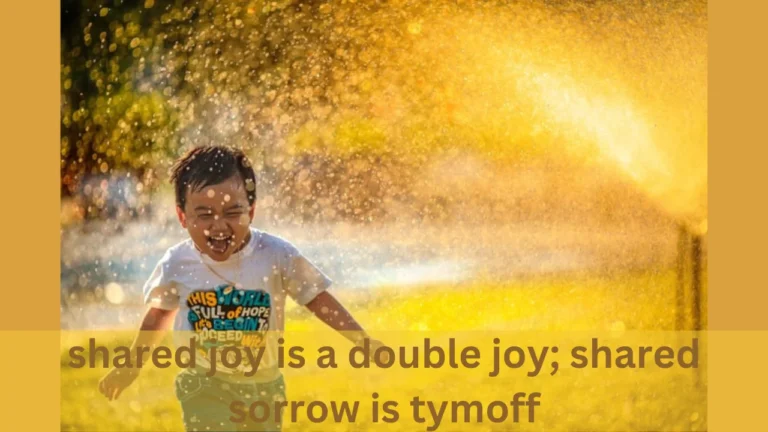 shared joy is a double joy; shared sorrow is tymoff